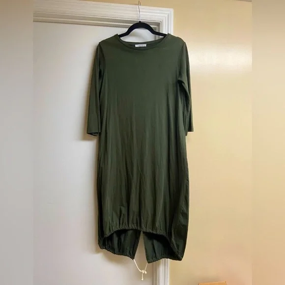 Zara | Dresses | Green Cotton Balloon Drawstring Dress Zara | Poshmark